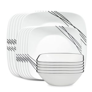 Corelle® Square Simple Sketch 18-piece Dinnerware Set. Service for 6