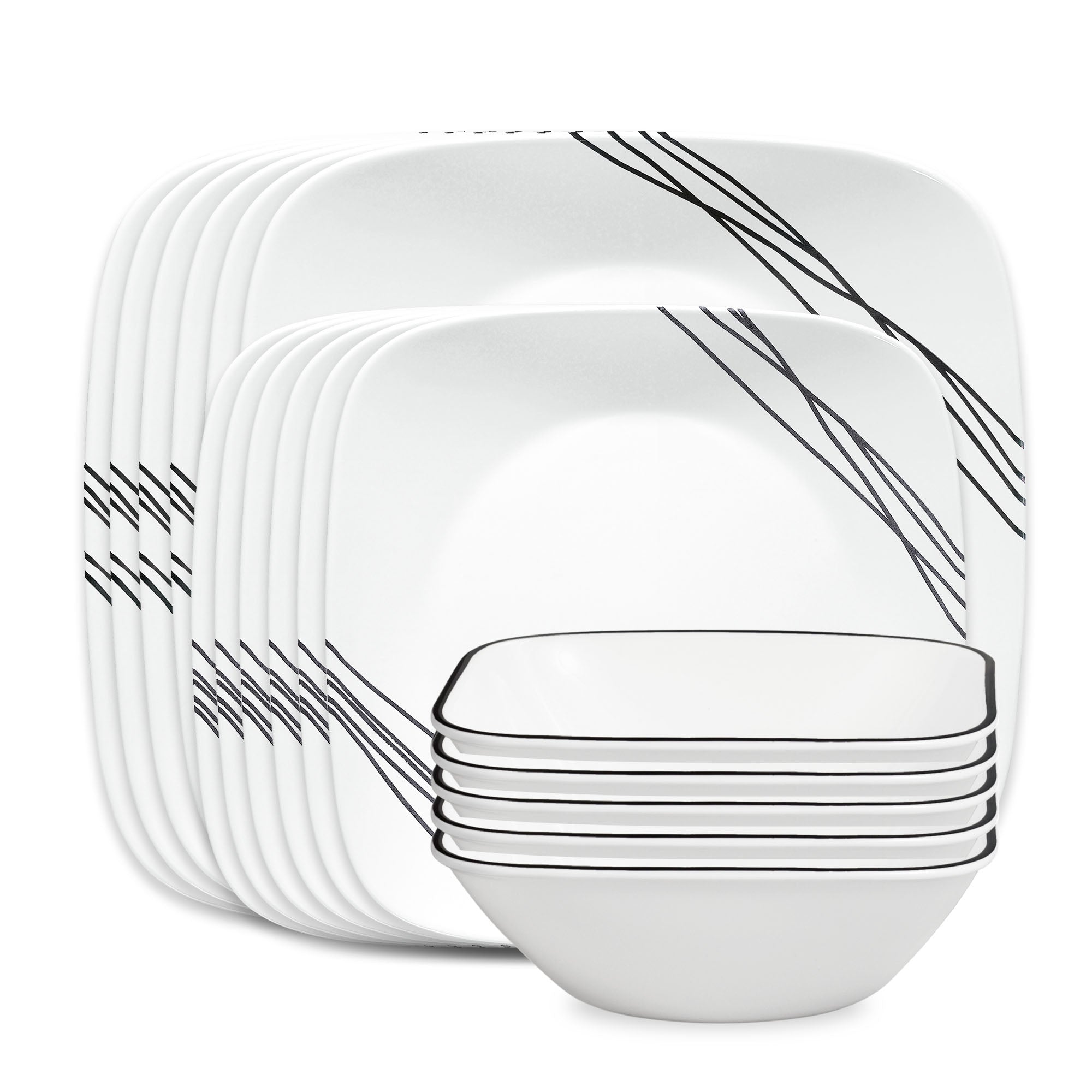 Corelle® Square Simple Sketch 18-piece Dinnerware Set. Service for 6