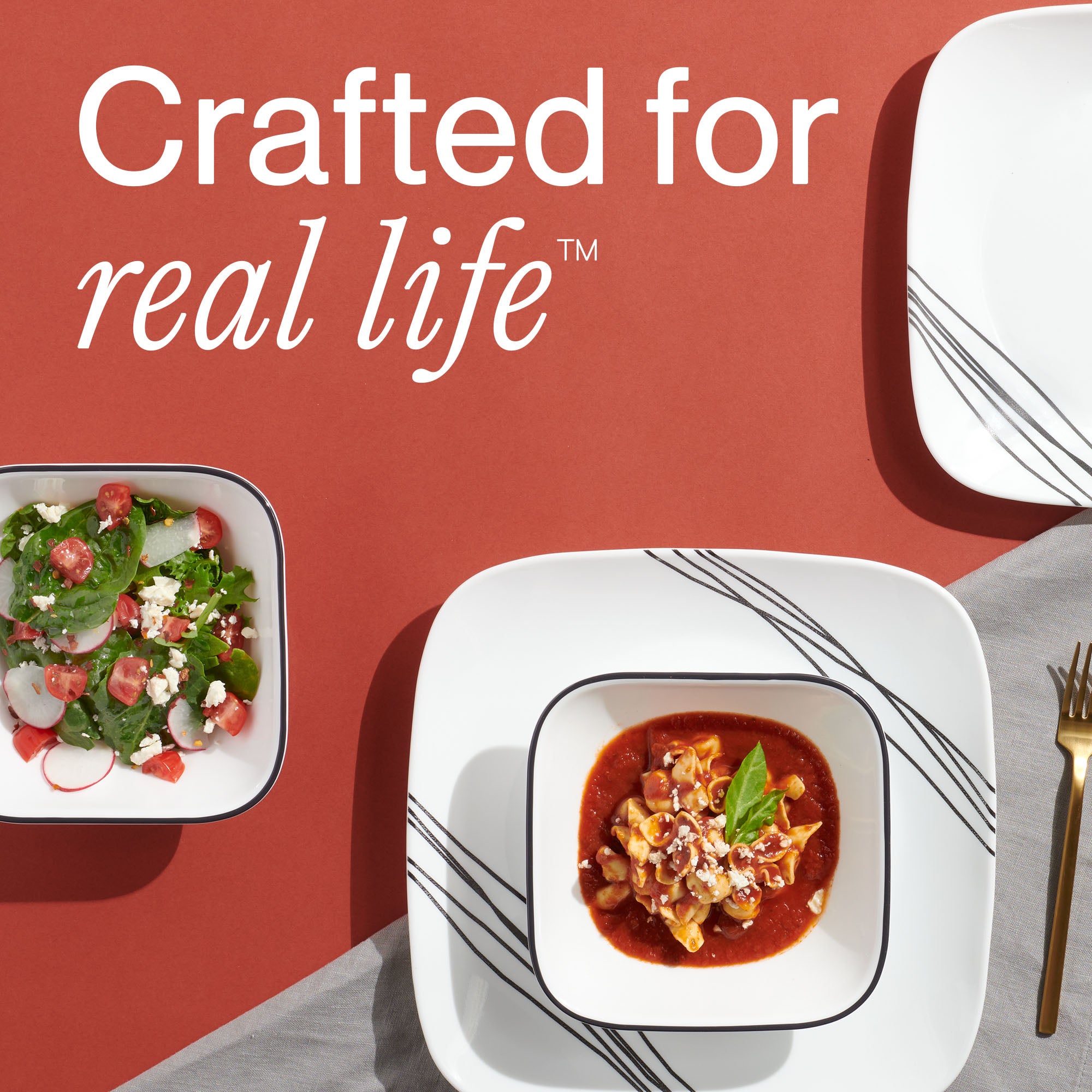 Corelle® Square Simple Sketch 18-piece Dinnerware Set. Service for 6 - Image 7