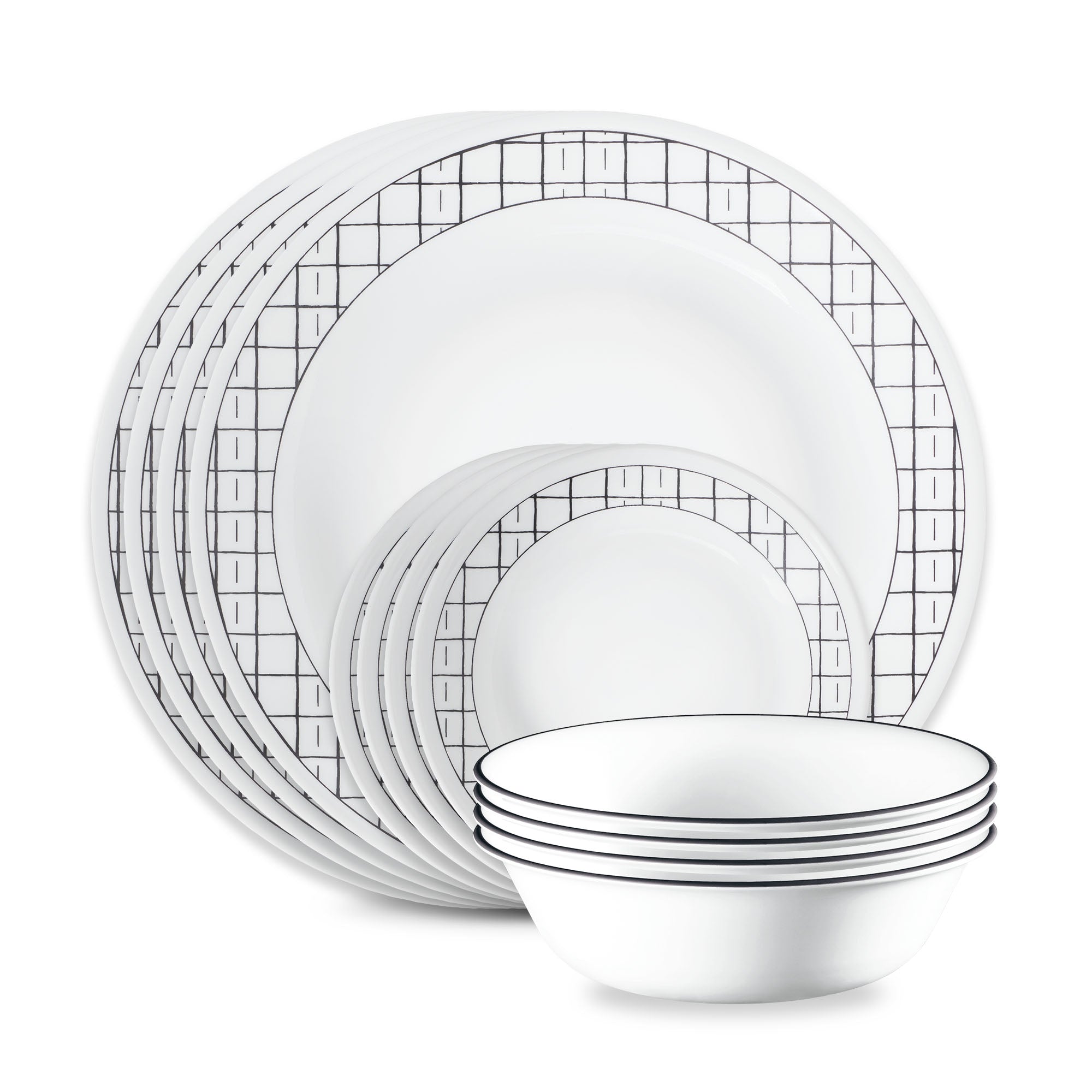 Corelle® Delicate Grid 12-piece Dinnerware Set. Service for 4