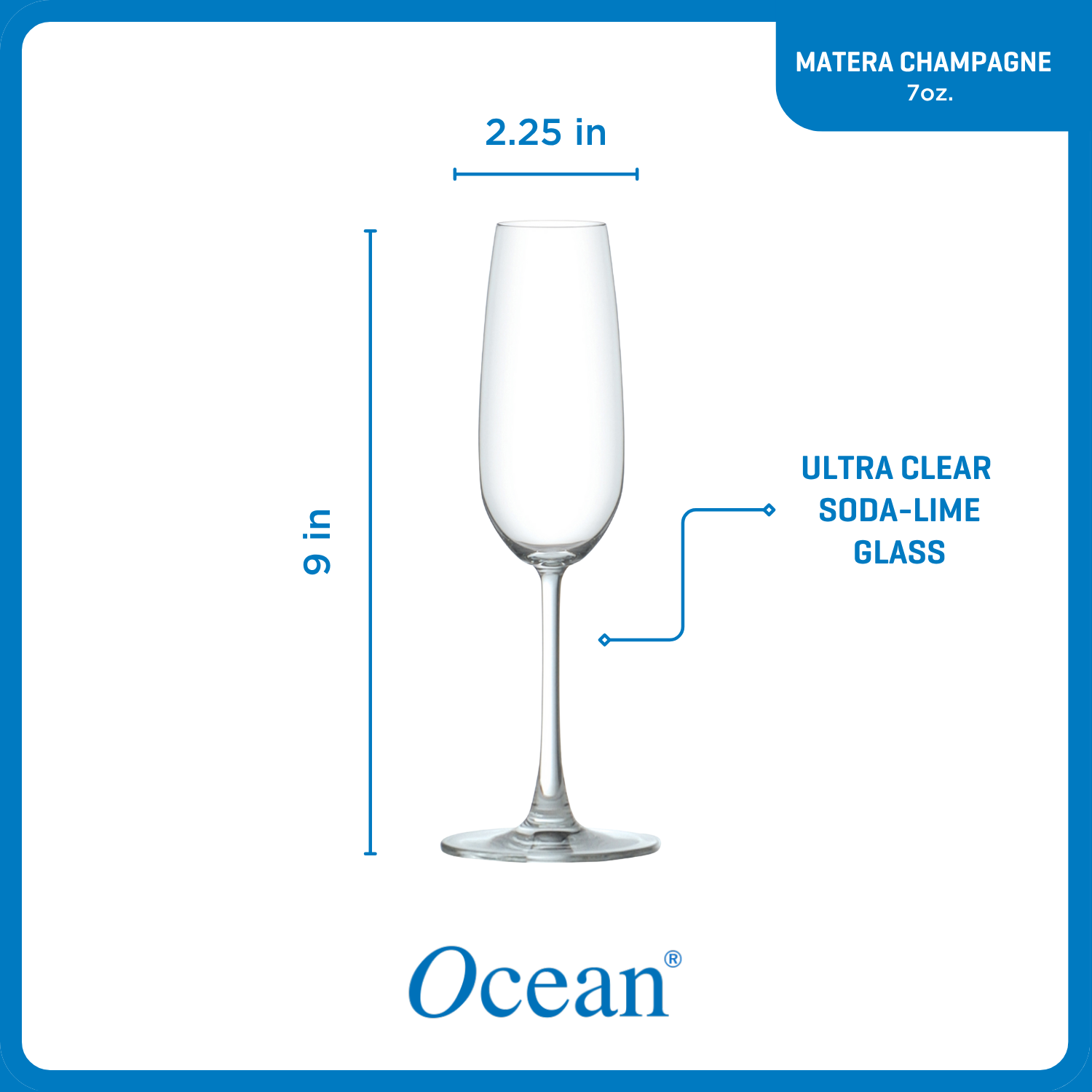 Ocean Glass Matera Champagne Flutes (4-Pieces). 7-ounce. dishwasher safe - Image 3