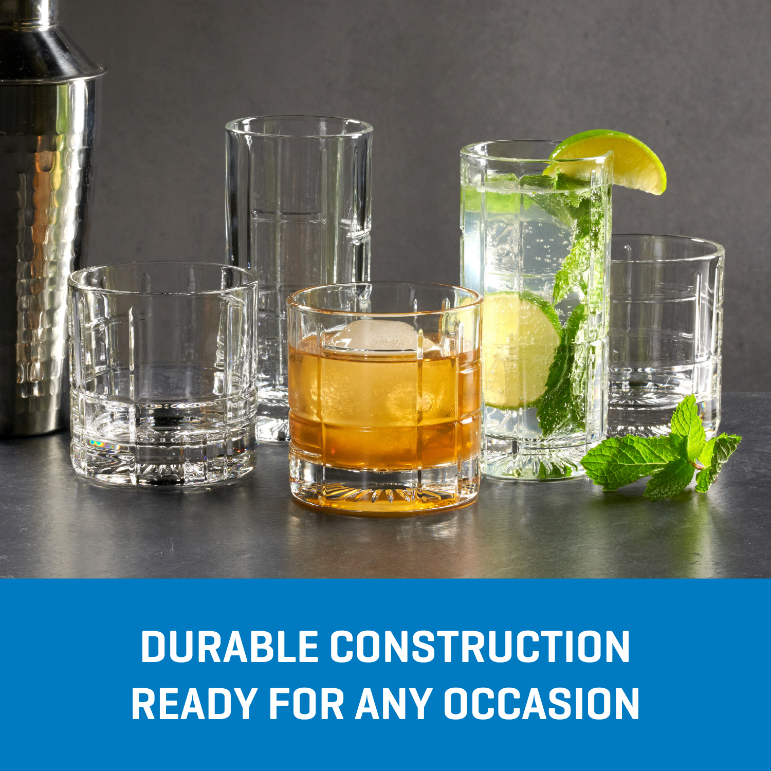 Ocean Glass Traze FTR Rocks Glasses (4-Pieces). 12-ounce. Dishwasher Safe - Image 4