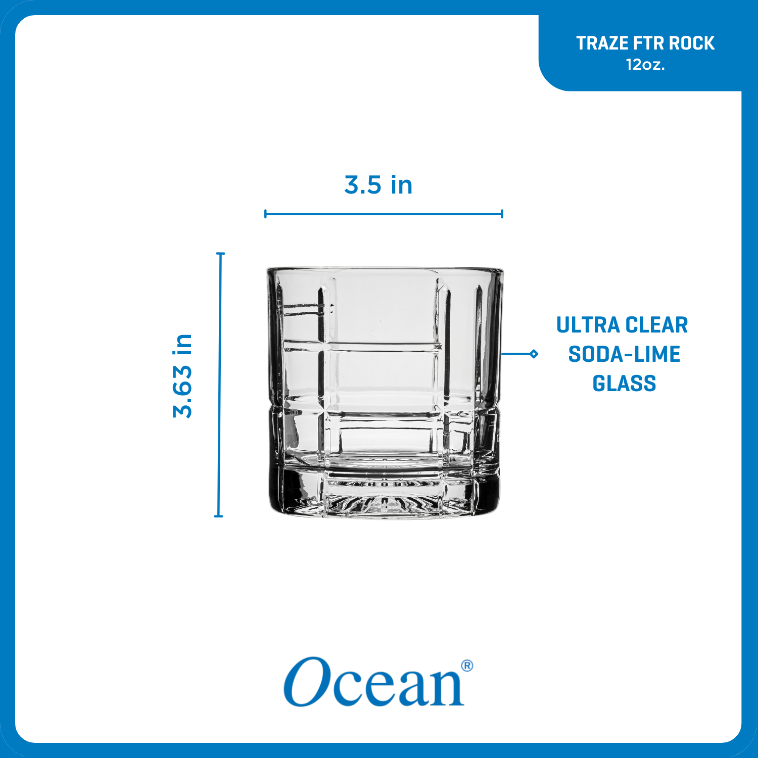 Ocean Glass Traze FTR Rocks Glasses (4-Pieces). 12-ounce. Dishwasher Safe - Image 3