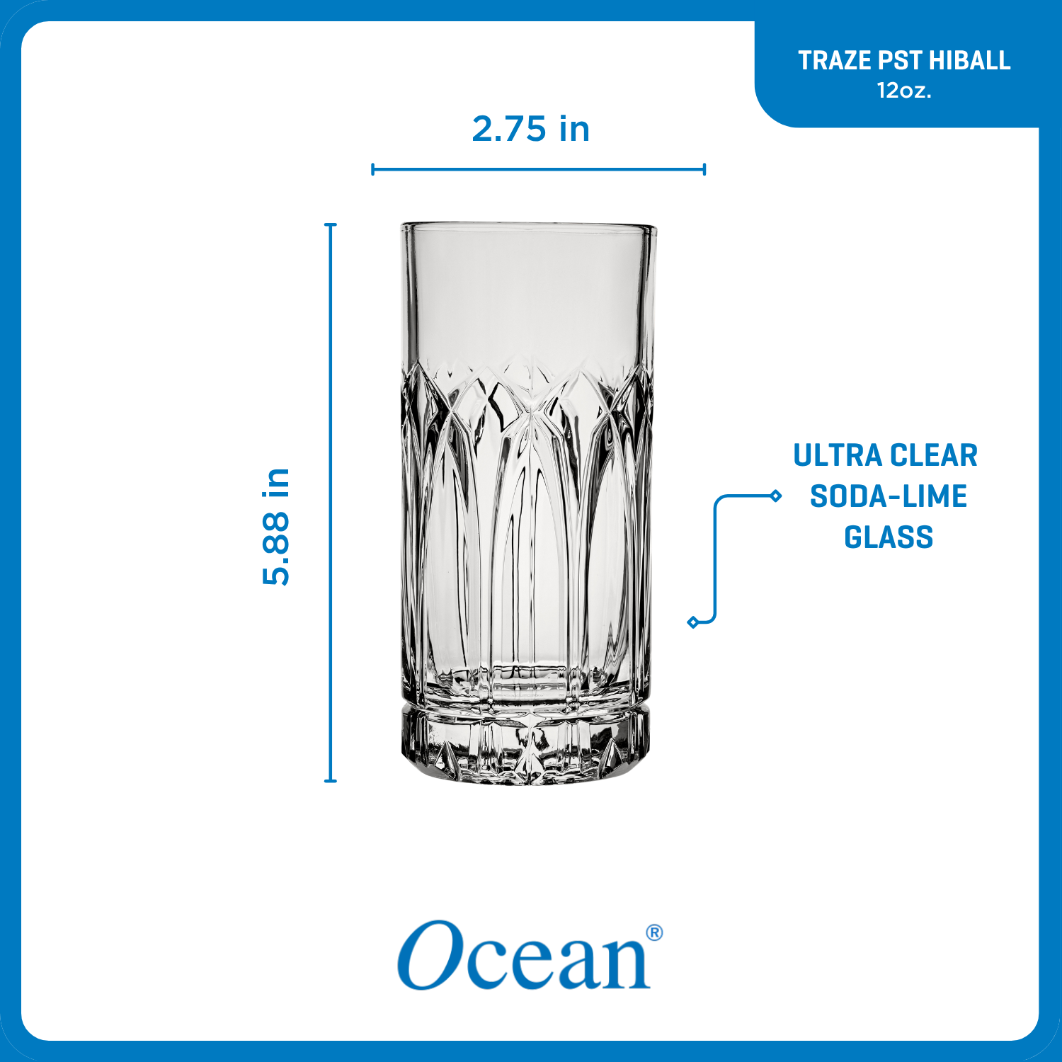 Ocean Glassware Traze PST Highball Glasses (4-Pieces). 12-ounce. Dishwasher Safe - Image 6
