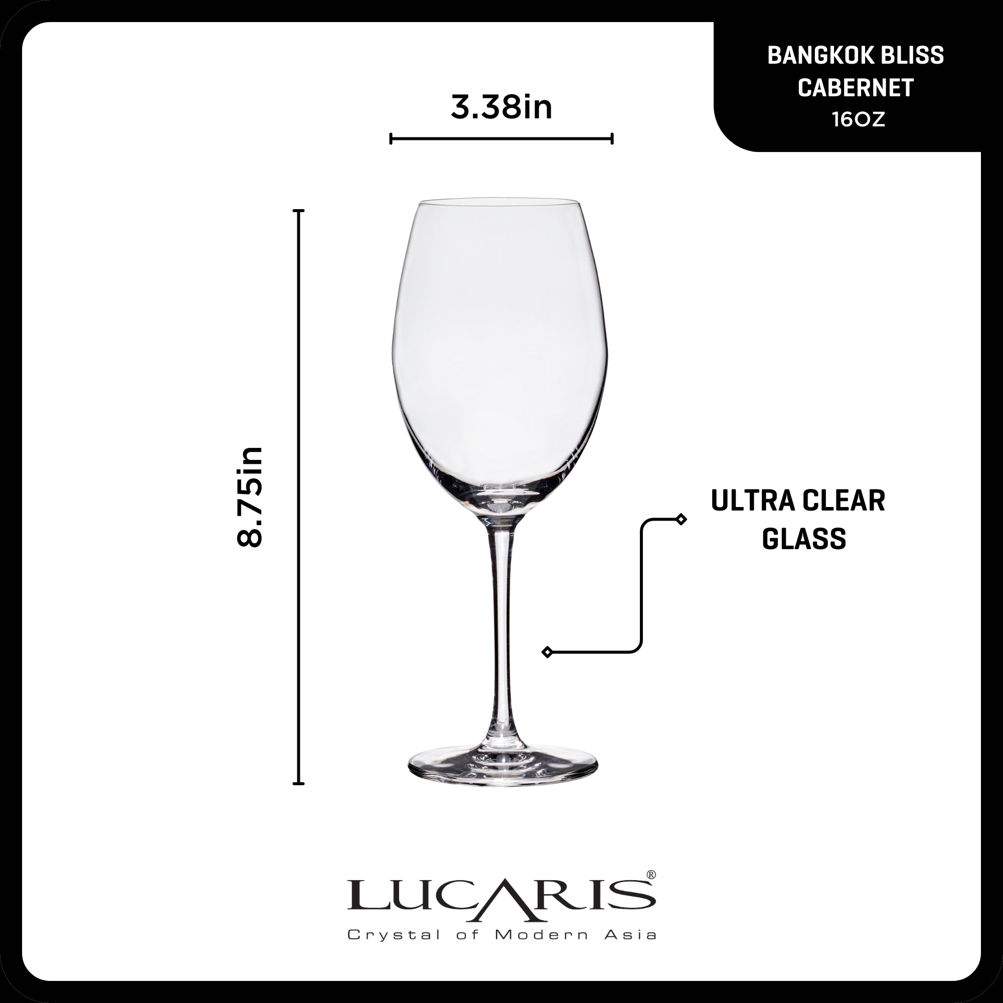 Lucaris Bangkok Bliss Cabernet Glasses (4-Pieces). 16-ounce. Dishwasher Safe. Lead-free Crystalline - Image 3
