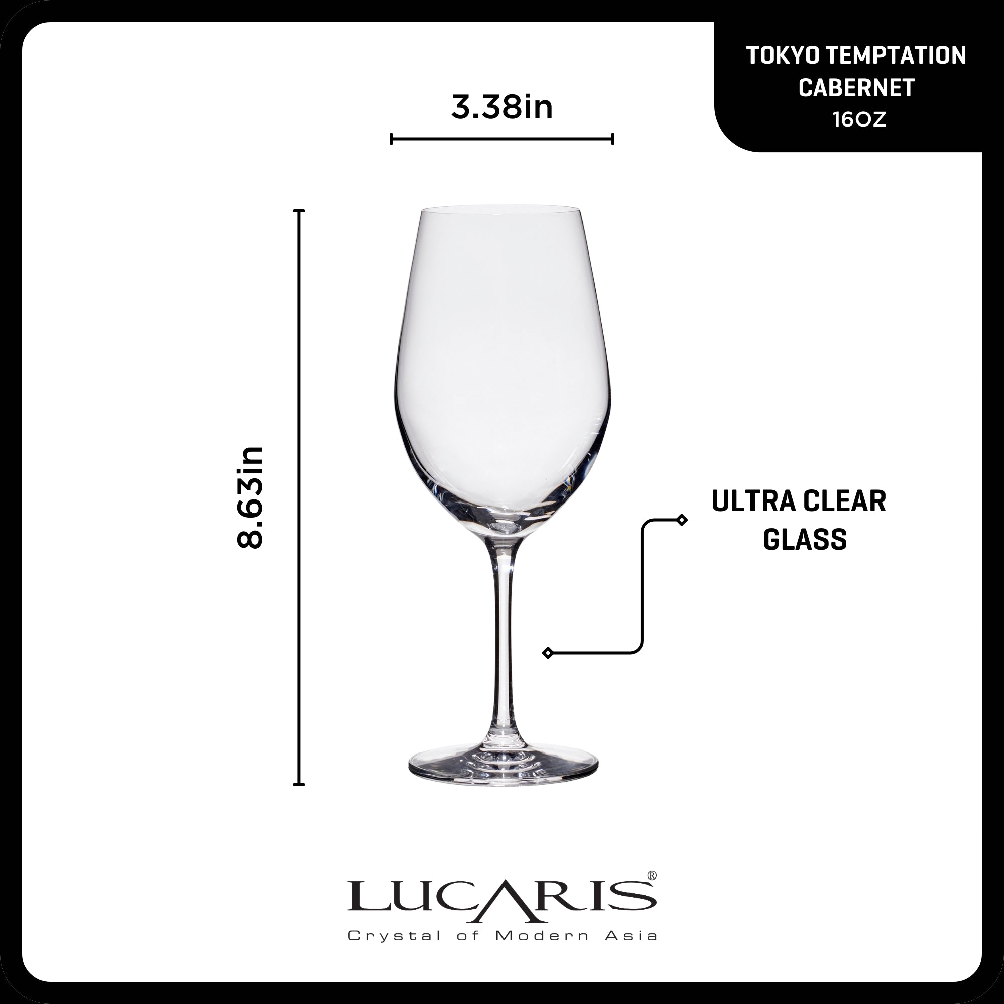 Lucaris Tokyo Temptation Cabernet Glasses (4-Pieces). 16-ounce. Dishwasher Safe. Lead-free Crystalline - Image 3