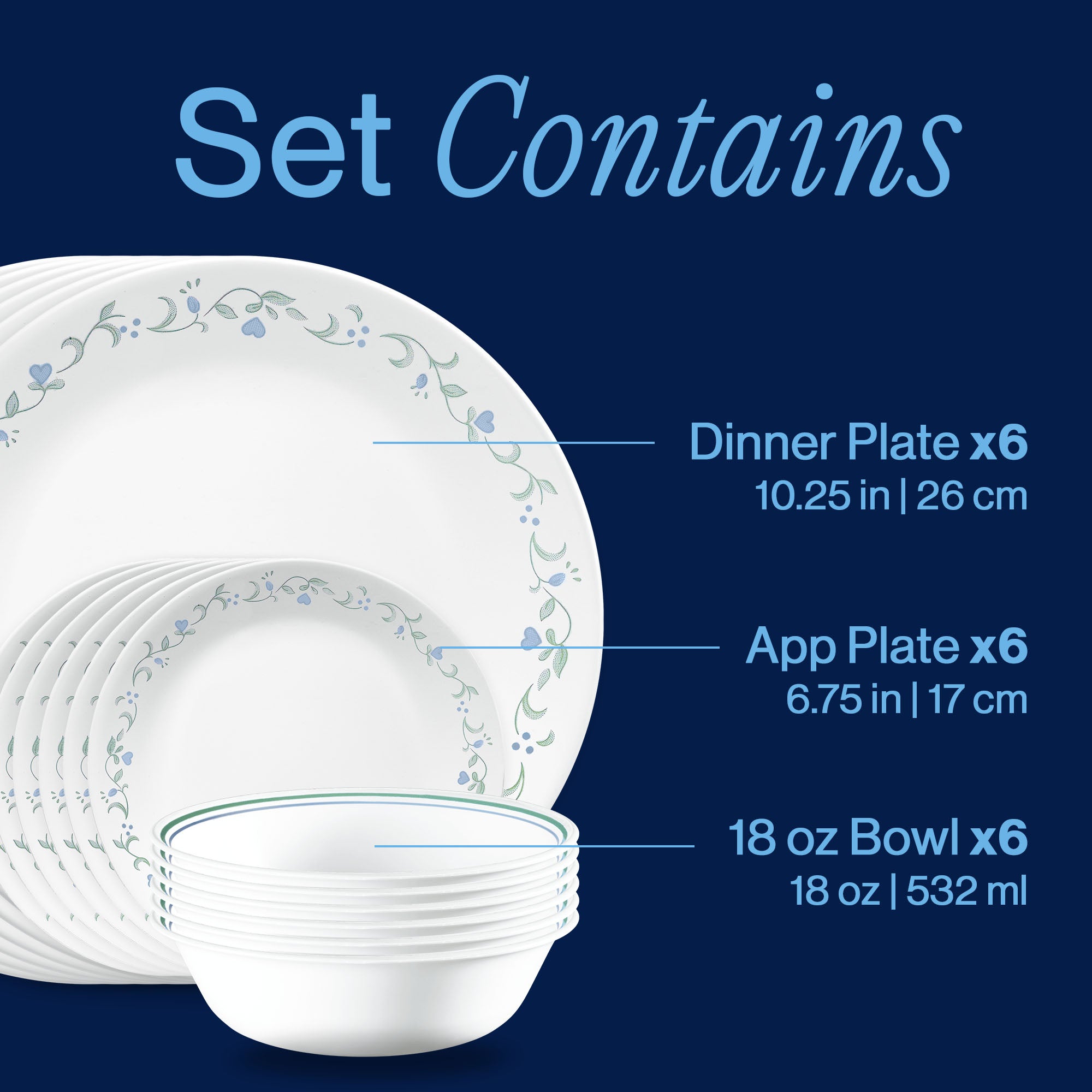 Corelle® Country Cottage 18-piece Dinnerware Set. Service for 6 - Image 3