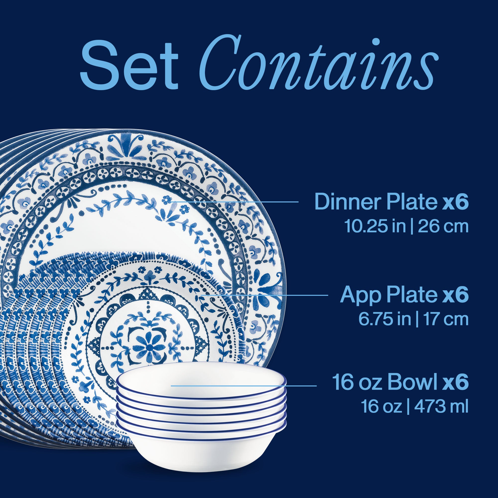Corelle® Portofino 18-piece Dinnerware Set. Service for 6 - Image 3