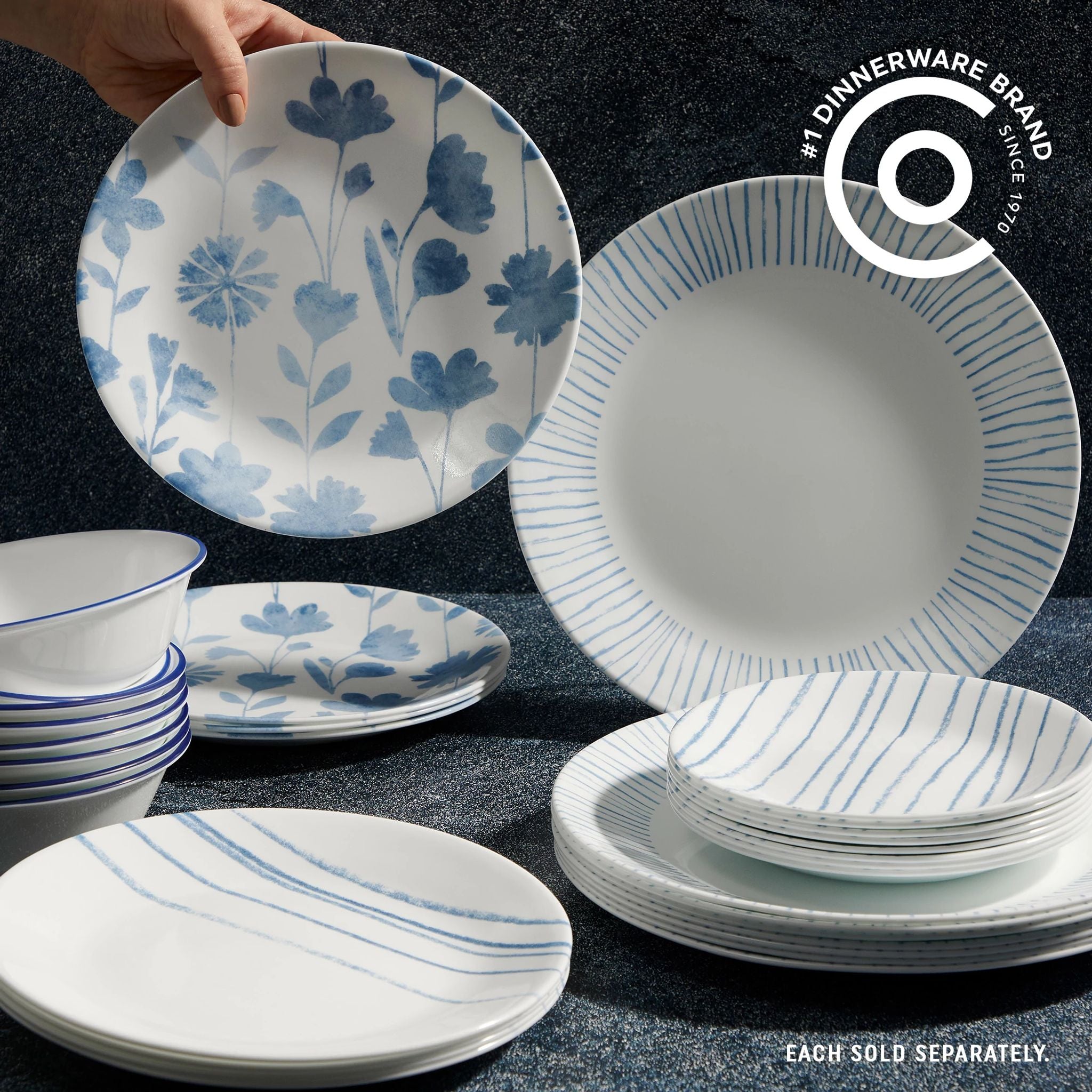 Corelle® Botanical Stripes 8.5 Salad Plates. 6 Pack - Image 3