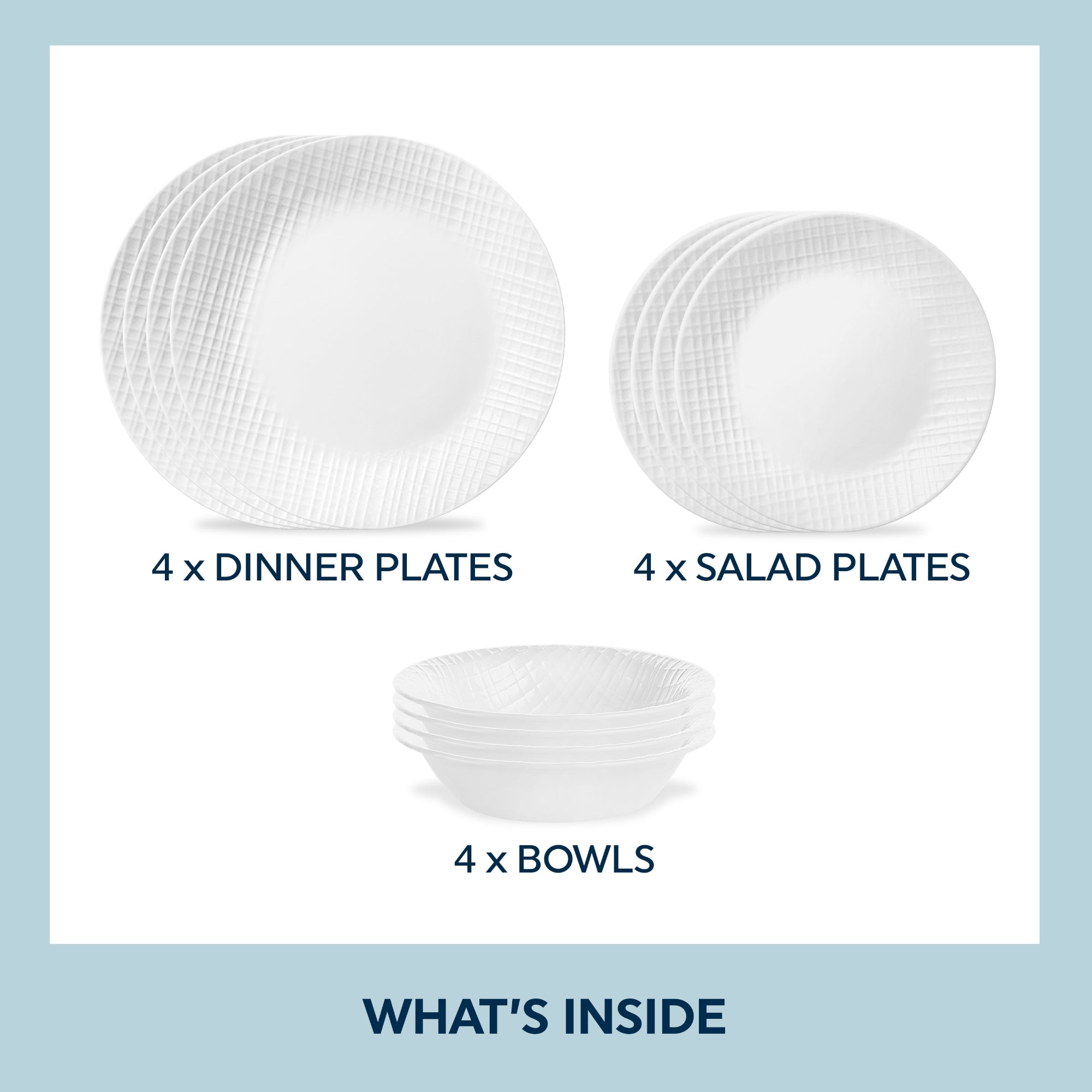 Corelle® Linen Weave 12-piece Dinnerware Set. Service for 4 - Image 2