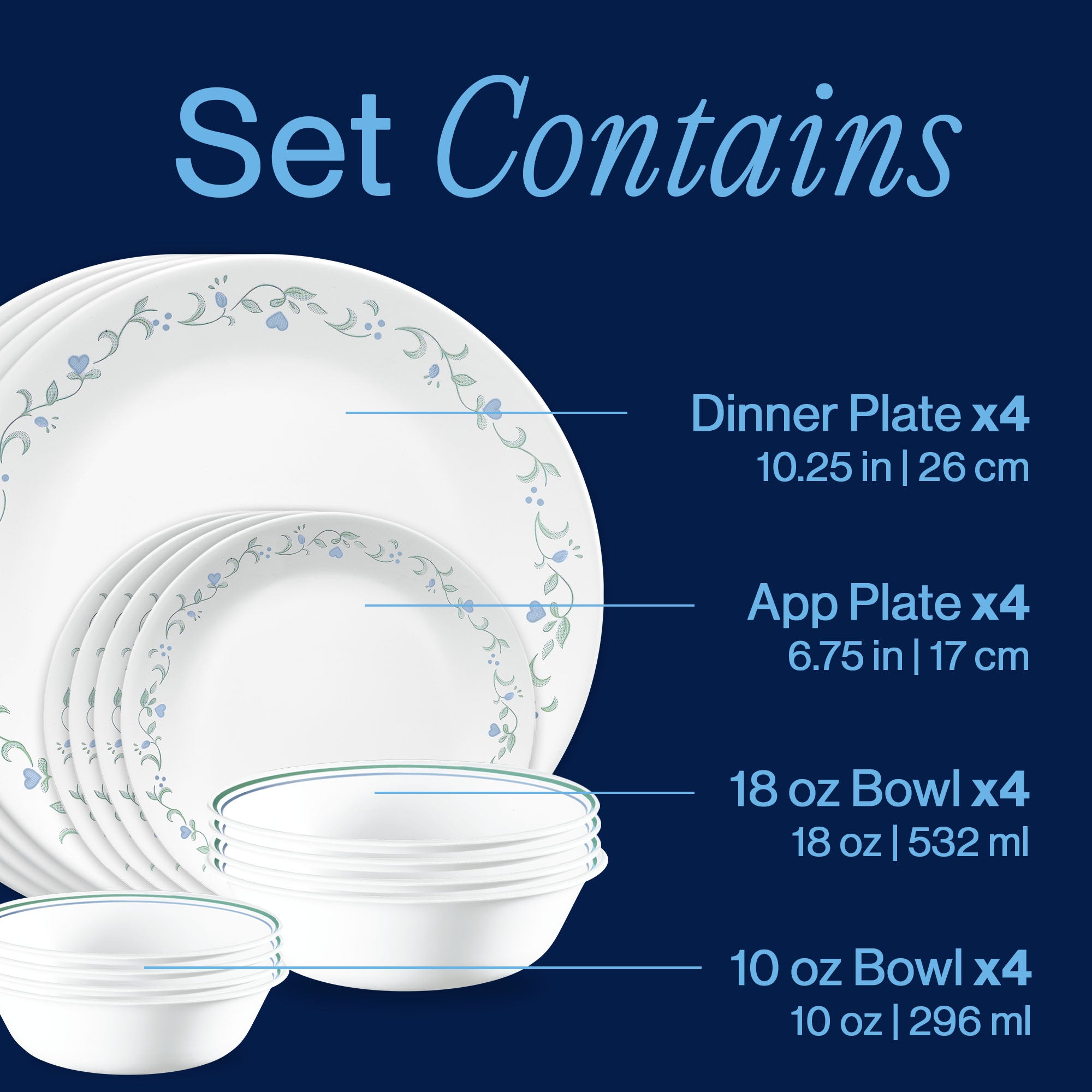 Corelle® Country Cottage 16-piece Mugless Dinnerware Set. Service for 4 - Image 3