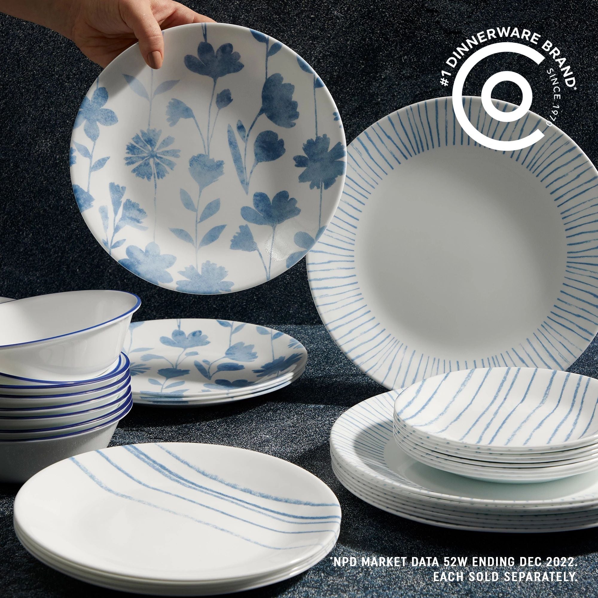 Corelle® Botanical Stripes 18-ounce Cereal Bowls. 6-pack - Image 2