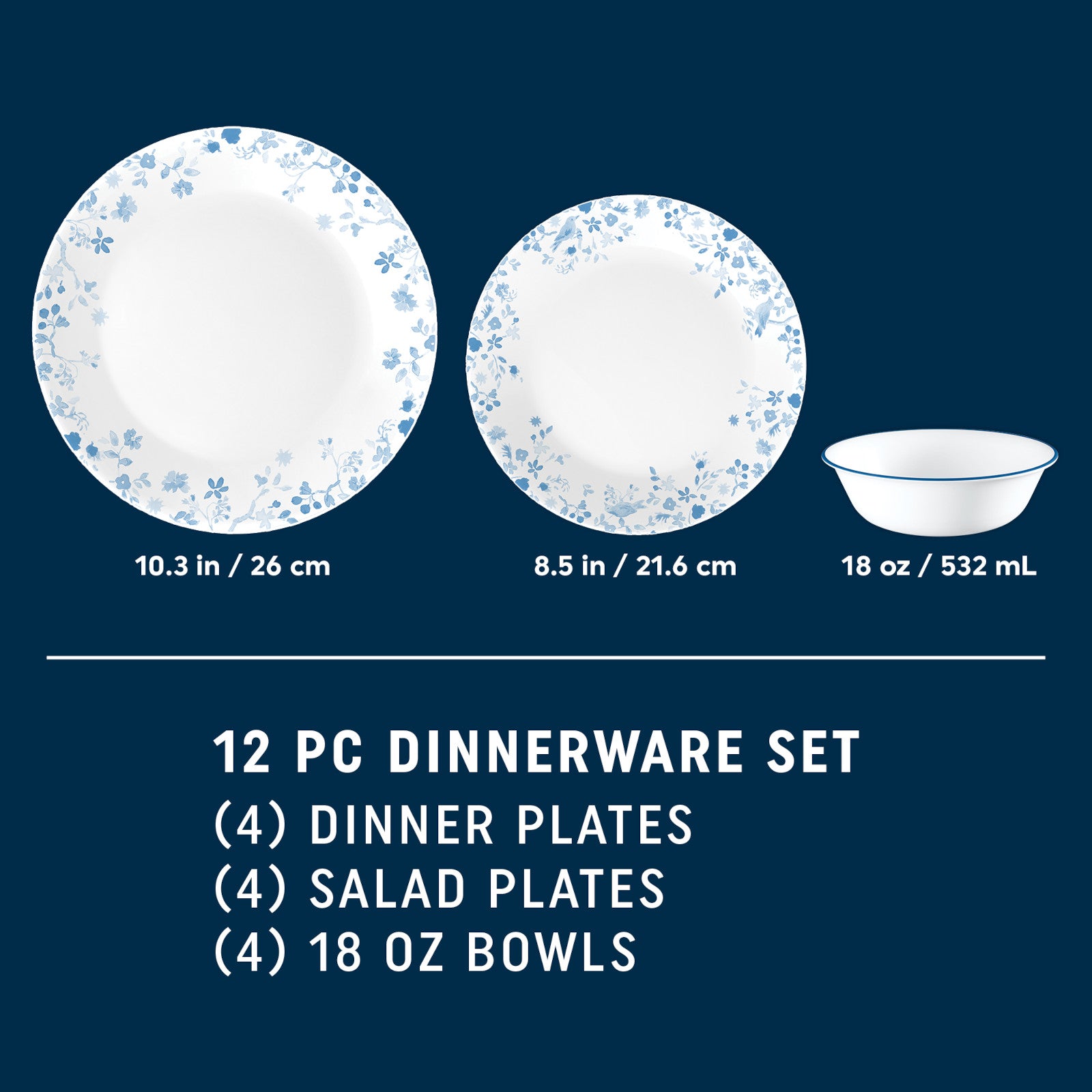 Corelle® Garden Song 12-piece Dinnerware Set. Service for 4 - Image 2
