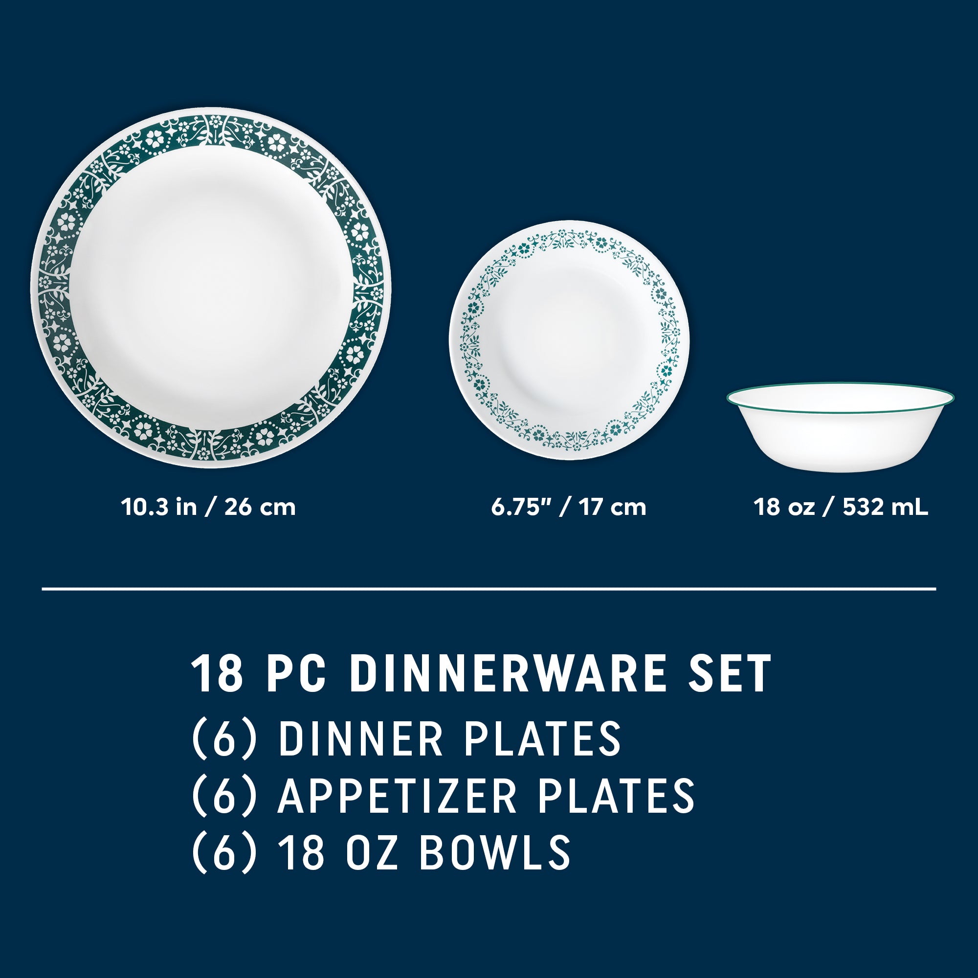 Corelle® Penelope 18-piece Dinnerware Set. Service for 6 - Image 2